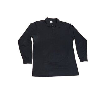 rare vintage VERSACE INTENSIVE Mens XL Long Sleeve Black Cotton Polo Shirt Italy